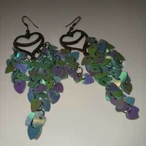 Heart-Shaped Multicolor Dangle Earrings